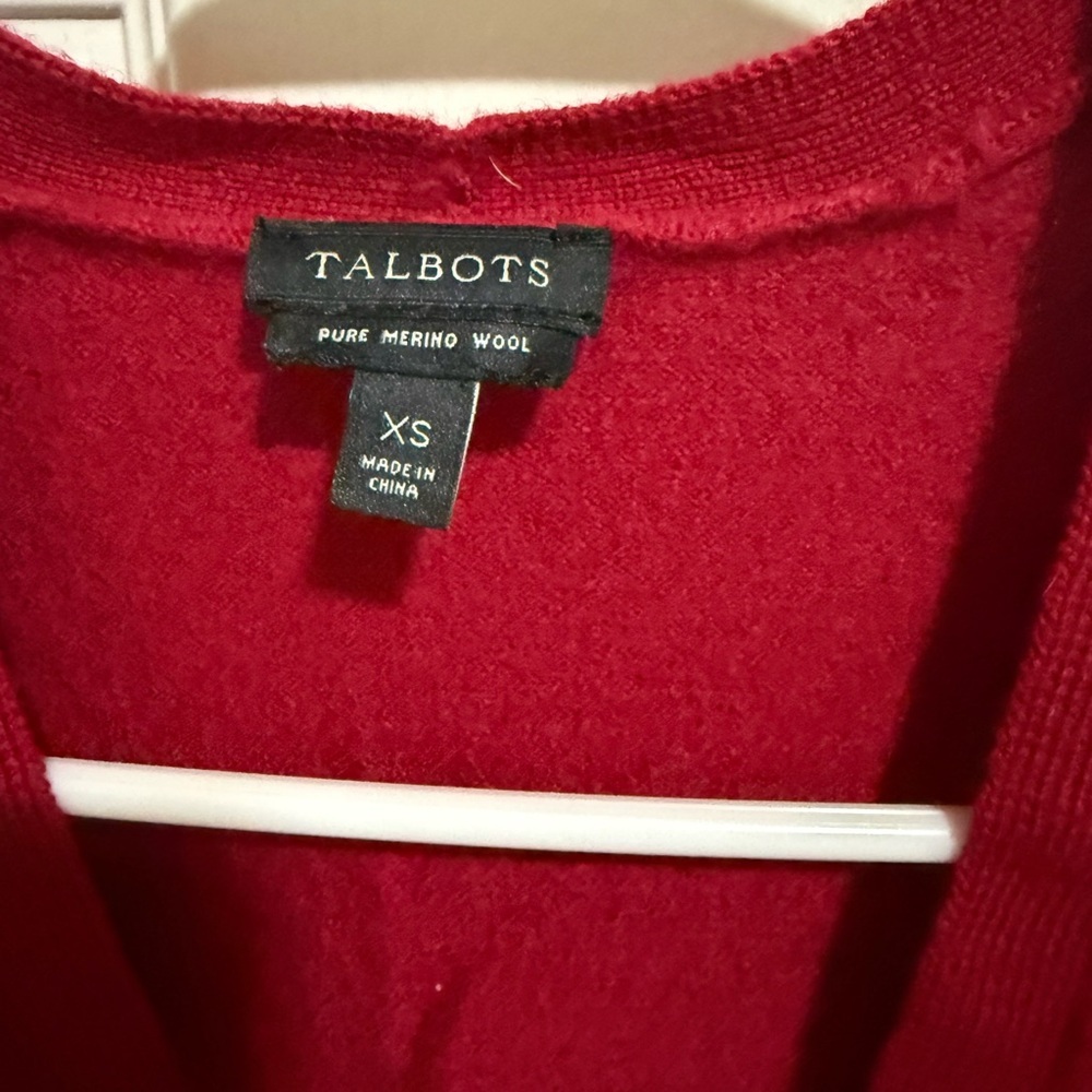 Talbots Red 100% Pure Merino Wool Size XS See Photos - Picture 2 of 7